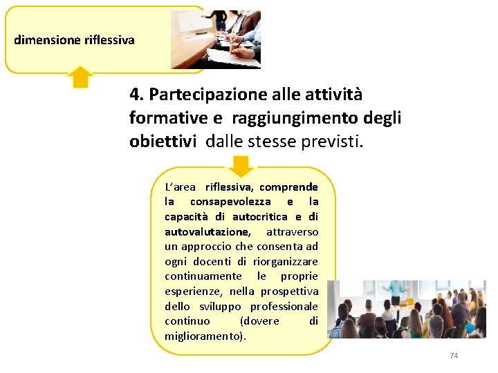 dimensione riflessiva 4. Partecipazione alle attività formative e raggiungimento degli obiettivi dalle stesse previsti.