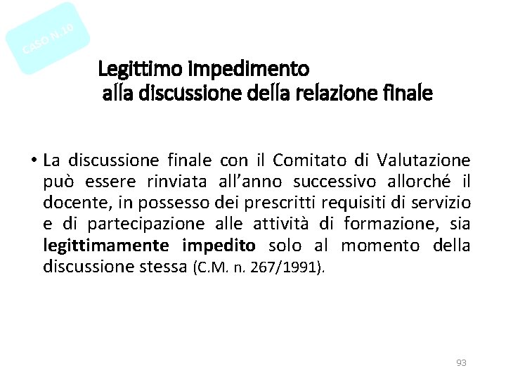 CA S . 1 N O 0 Legittimo impedimento alla discussione della relazione finale