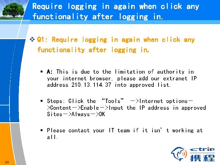 Require logging in again when click any functionality after logging in. v Q 1: