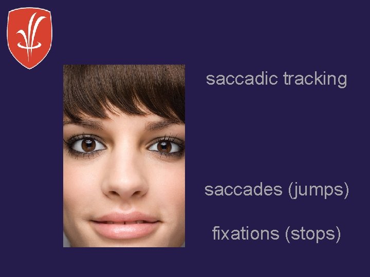 saccadic tracking saccades (jumps) fixations (stops) 