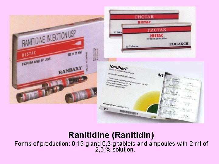 Ranitidine (Ranitidin) Forms of production: 0, 15 g and 0, 3 g tablets and