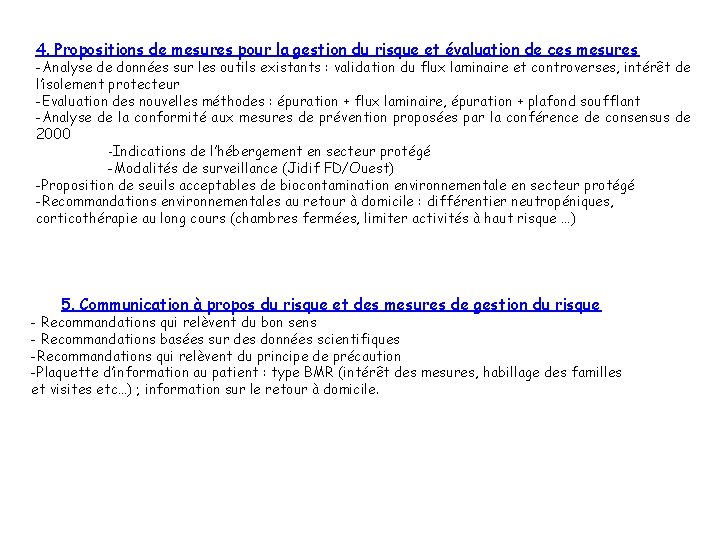 4. Propositions de mesures pour la gestion du risque et évaluation de ces mesures