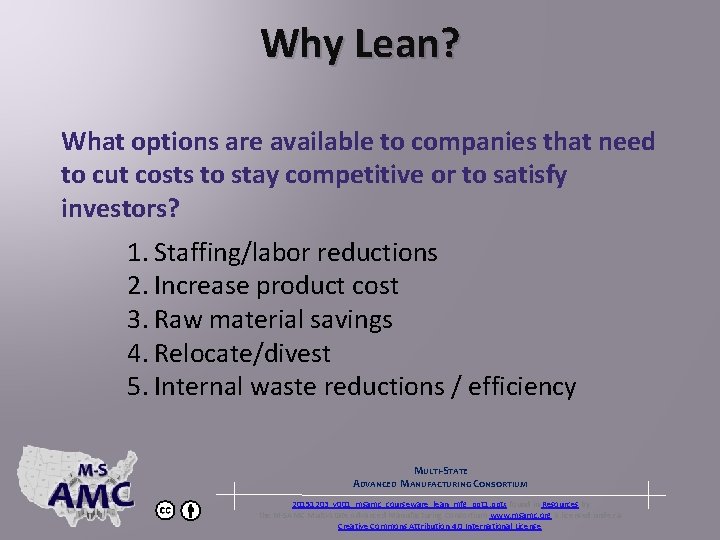 Why Lean? What options are available to companies that need to cut costs to