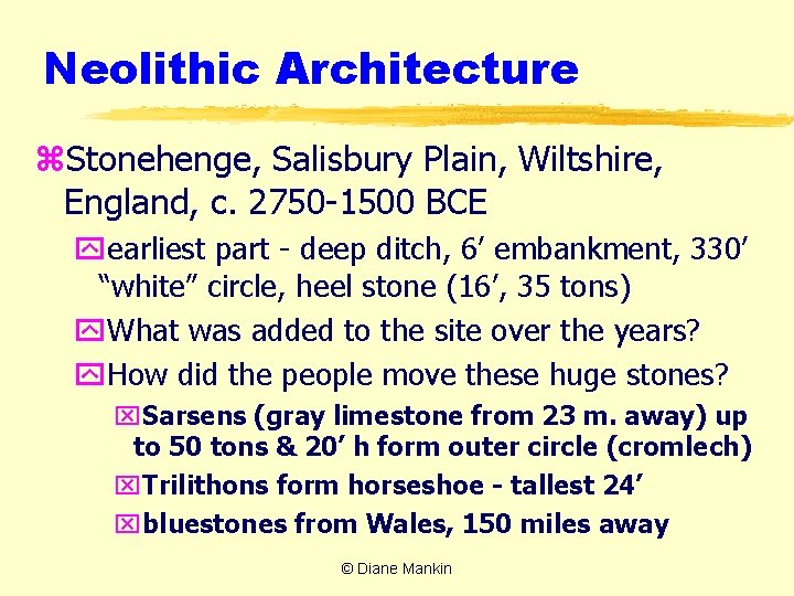 Neolithic Architecture z. Stonehenge, Salisbury Plain, Wiltshire, England, c. 2750 -1500 BCE yearliest part