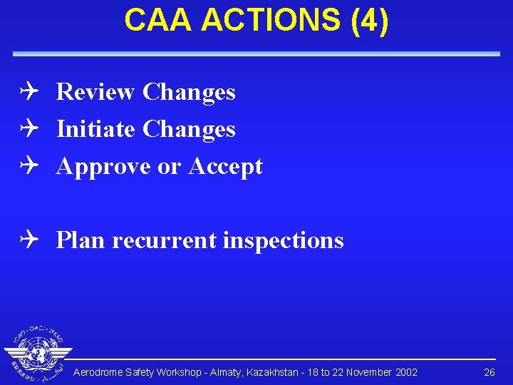 CAA ACTIONS (4) Q Review Changes Q Initiate Changes Q Approve or Accept Q