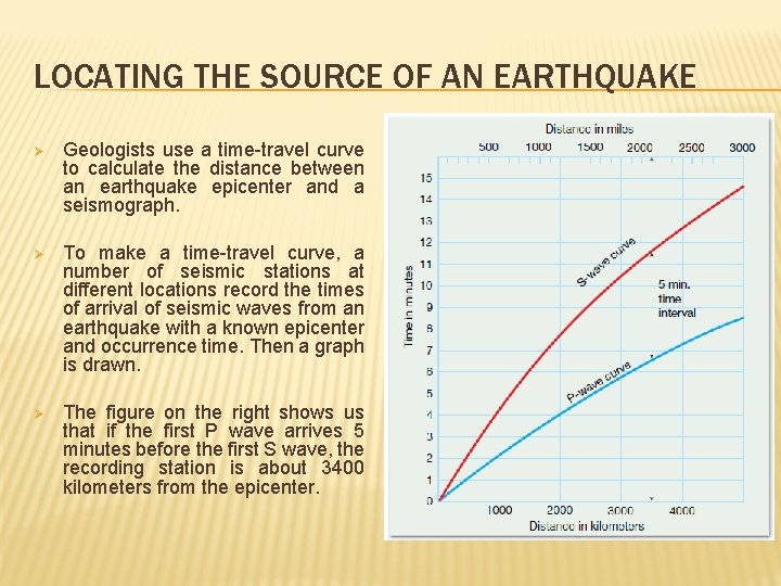 LOCATING THE SOURCE OF AN EARTHQUAKE Ø Geologists use a time-travel curve to calculate