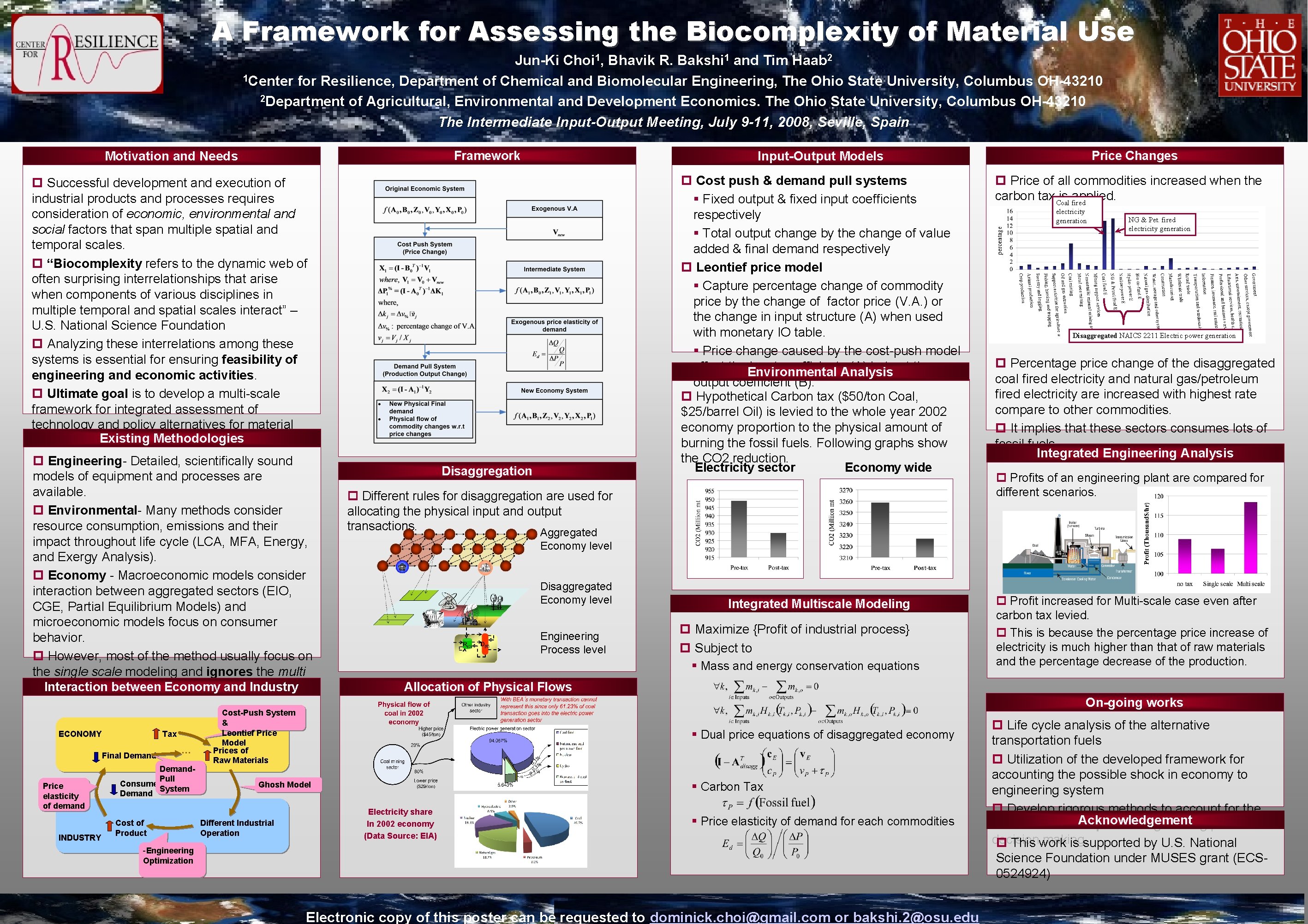 A Framework for Assessing the Biocomplexity of Material Use Jun-Ki Choi 1, Bhavik R.