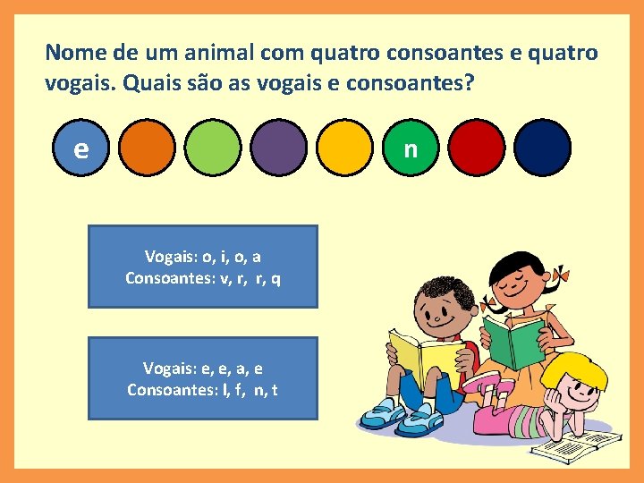 Nome de um animal com quatro consoantes e quatro vogais. Quais são as vogais