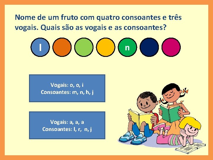 Nome de um fruto com quatro consoantes e três vogais. Quais são as vogais