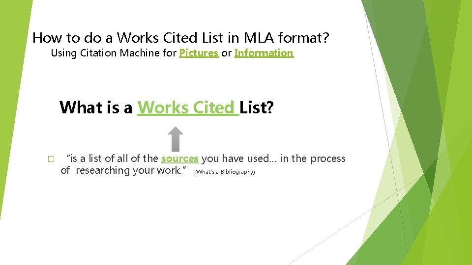 How to do a Works Cited List in MLA format? Using Citation Machine for