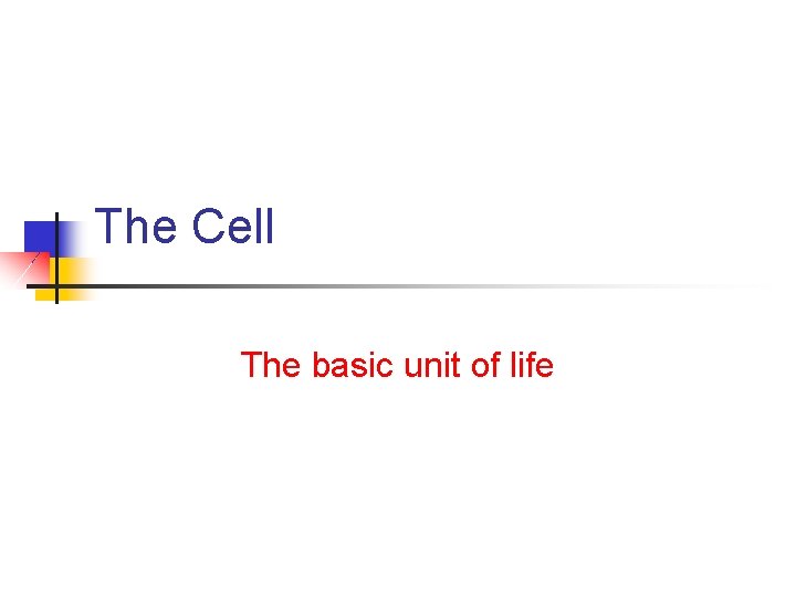 The Cell The basic unit of life 