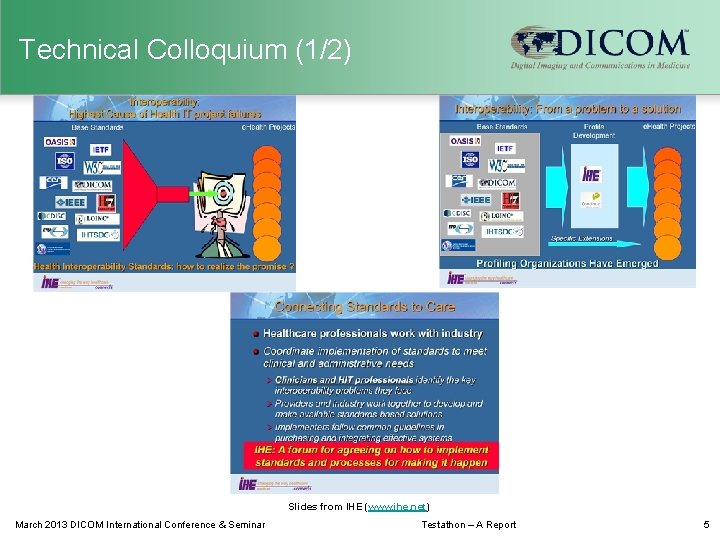 Technical Colloquium (1/2) Slides from IHE (www. ihe. net) March 2013 DICOM International Conference