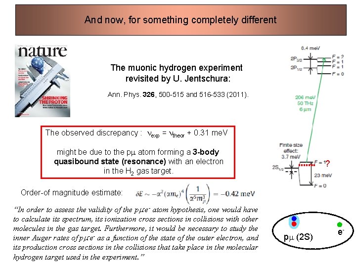 And now, for something completely different The muonic hydrogen experiment revisited by U. Jentschura: