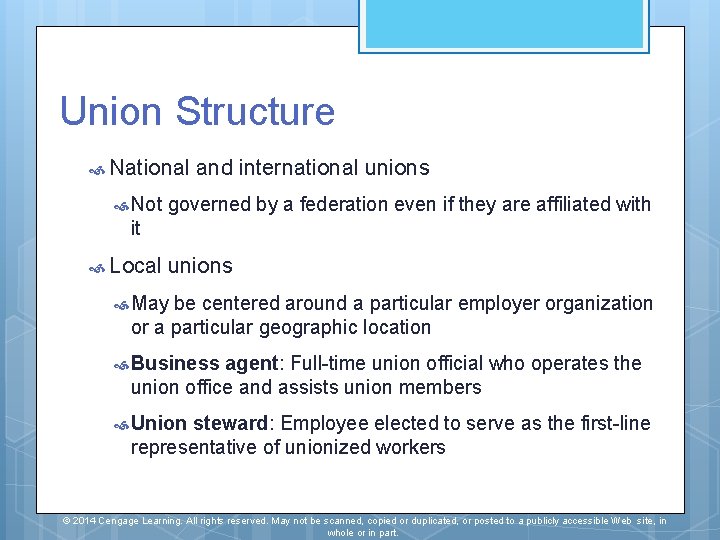 Union Structure National Not and international unions governed by a federation even if they Union Structure National Not and international unions governed by a federation even if they