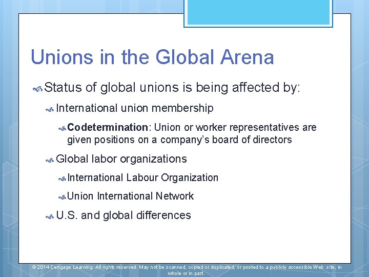 Unions in the Global Arena Status of global unions is being affected by: International Unions in the Global Arena Status of global unions is being affected by: International