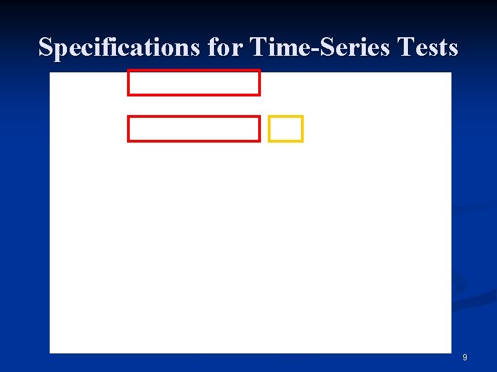 Specifications for Time-Series Tests 9 