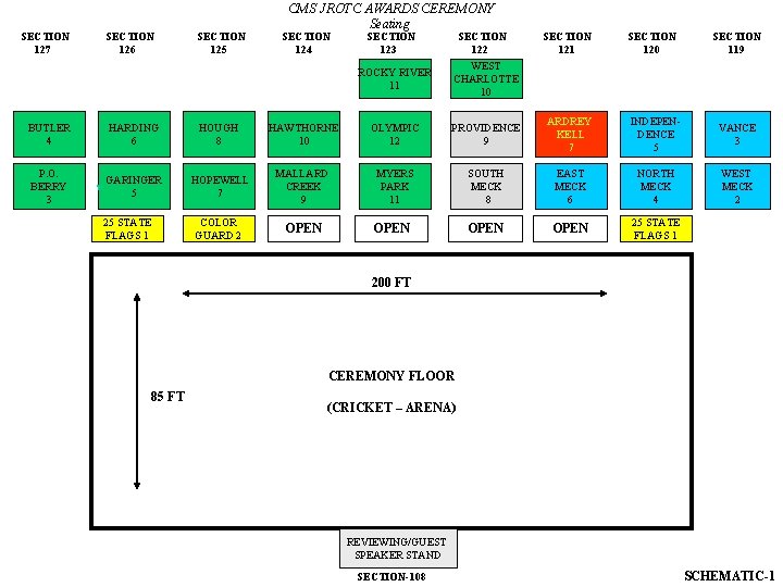 SECTION 127 SECTION 126 SECTION 125 CMS JROTC AWARDS CEREMONY Seating SECTION 124 SECTION