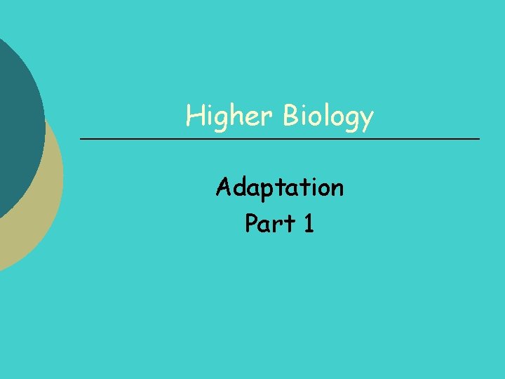 Higher Biology Adaptation Part 1 