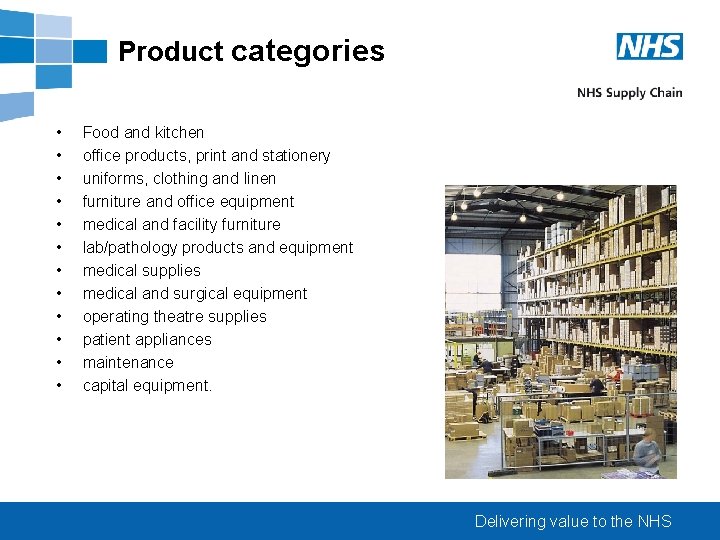 Product categories • • • Food and kitchen office products, print and stationery uniforms,