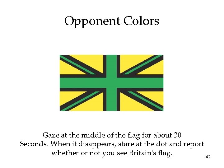 Opponent Colors Gaze at the middle of the flag for about 30 Seconds. When