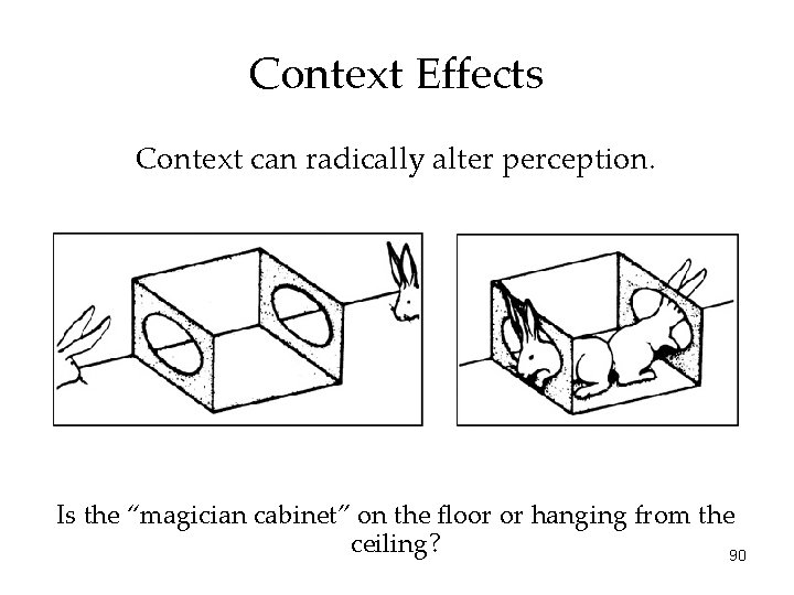 Context Effects Context can radically alter perception. Is the “magician cabinet” on the floor