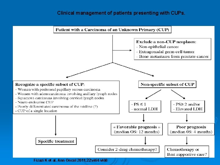 Clinical management of patients presenting with CUPs. Fizazi K et al. Ann Oncol 2011;