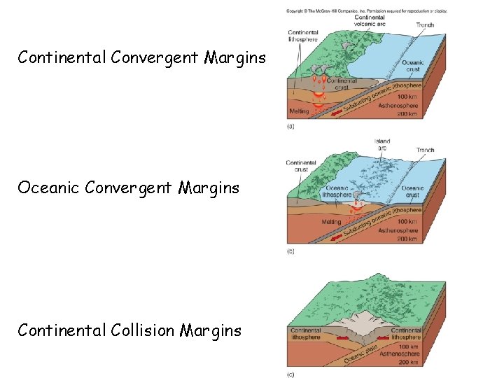 Continental Convergent Margins Oceanic Convergent Margins Continental Collision Margins 