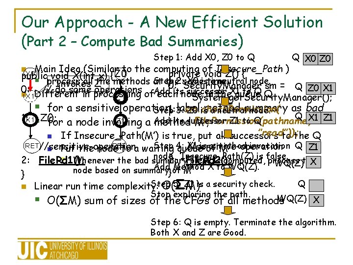 Our Approach - A New Efficient Solution (Part 2 – Compute Bad Summaries) Step Our Approach - A New Efficient Solution (Part 2 – Compute Bad Summaries) Step