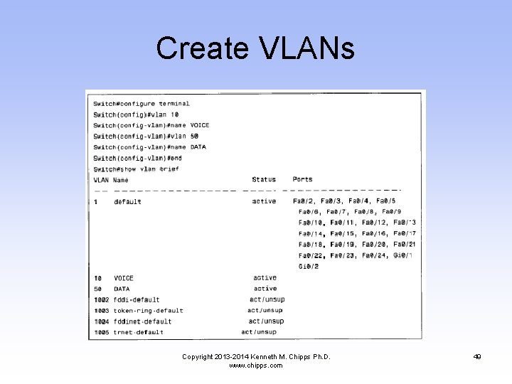 Create VLANs Copyright 2013 -2014 Kenneth M. Chipps Ph. D. www. chipps. com 49