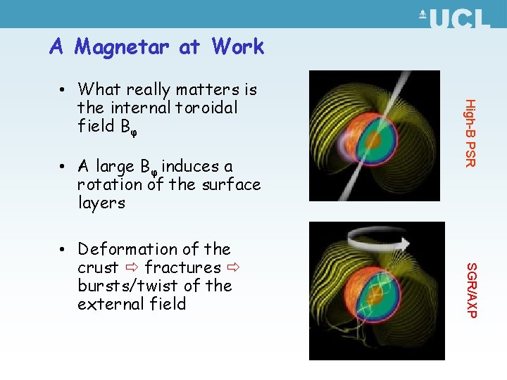 A Magnetar at Work • A large Bφ induces a rotation of the surface