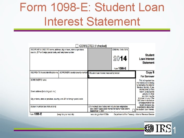 Form 1098 -E: Student Loan Interest Statement 161 