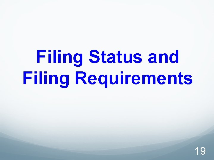 Filing Status and Filing Requirements 19 