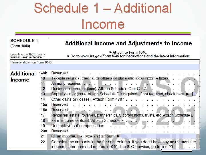 Schedule 1 – Additional Income 62 