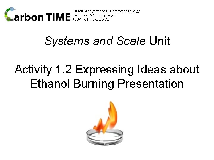 Carbon: Transformations in Matter and Energy Environmental Literacy Project Michigan State University Systems and