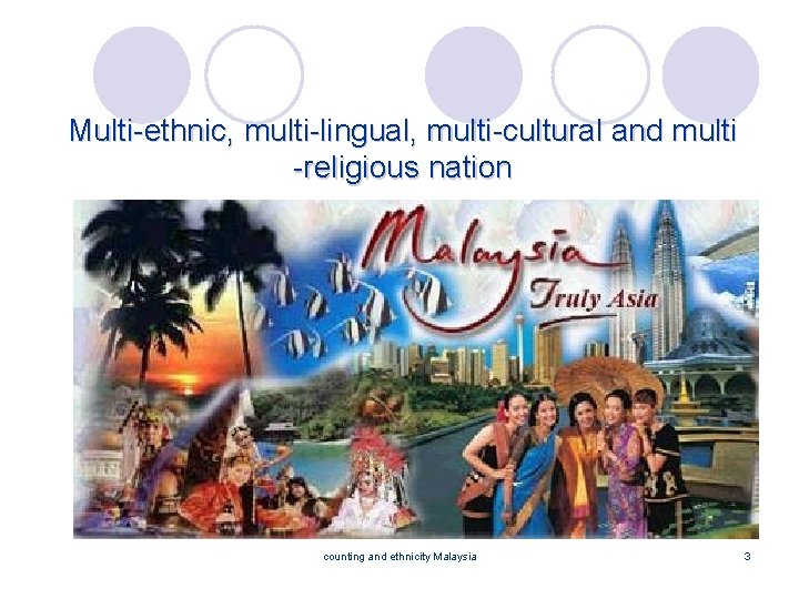 Multi-ethnic, multi-lingual, multi-cultural and multi -religious nation counting and ethnicity Malaysia 3 