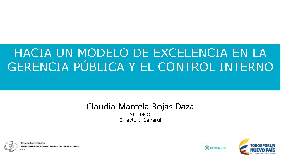 HACIA UN MODELO DE EXCELENCIA EN LA GERENCIA PÚBLICA Y EL CONTROL INTERNO Claudia