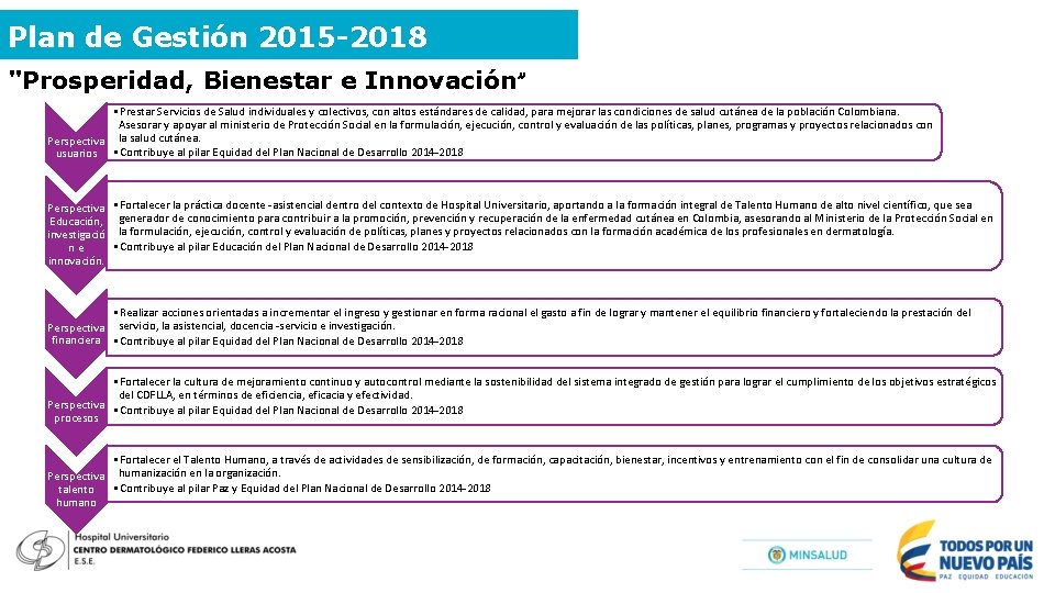 Plan de Gestión 2015 -2018 "Prosperidad, Bienestar e Innovación” • Prestar Servicios de Salud