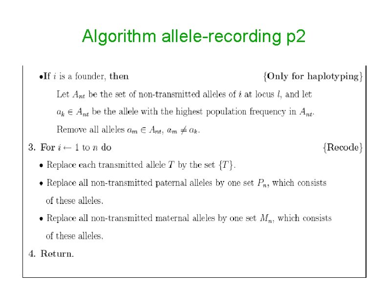 Algorithm allele-recording p 2 