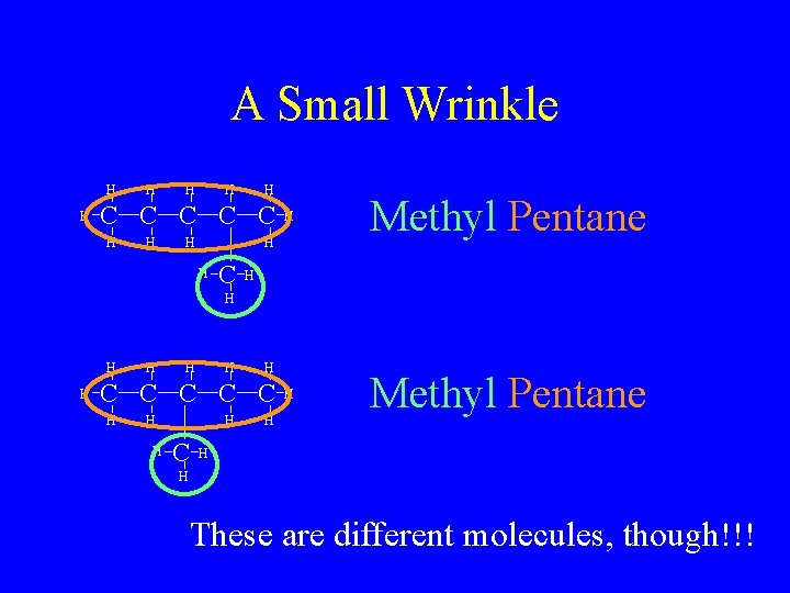 A Small Wrinkle H H H C C C H H Methyl Pentane H