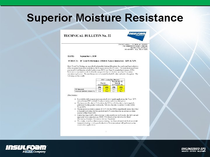 Superior Moisture Resistance 