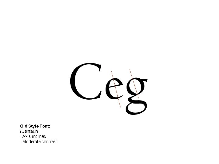 Old Style Font: (Centaur) - Axis inclined - Moderate contrast Old Style Font: (Centaur) - Axis inclined - Moderate contrast