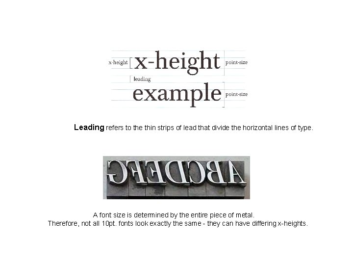 Leading refers to the thin strips of lead that divide the horizontal lines of Leading refers to the thin strips of lead that divide the horizontal lines of