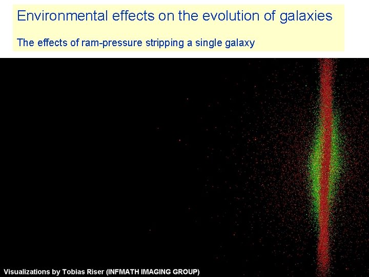 Environmental effects on the evolution of galaxies The effects of ram-pressure stripping a single