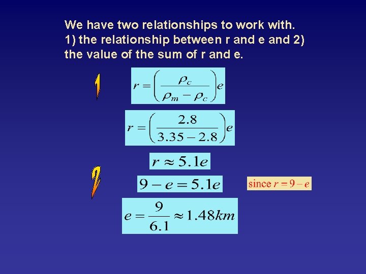 We have two relationships to work with. 1) the relationship between r and e
