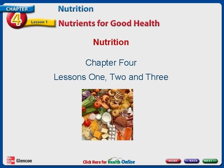 Nutrition Chapter Four Lessons One, Two and Three 