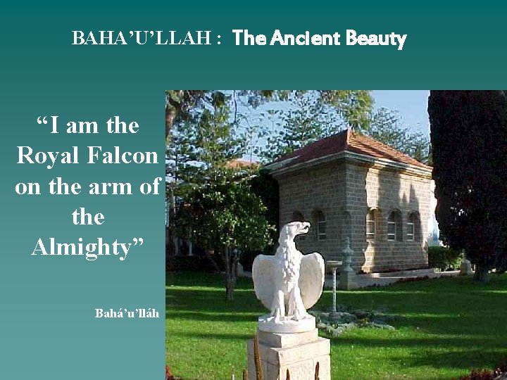 BAHA’U’LLAH : The Ancient Beauty “I am the Royal Falcon on the arm of