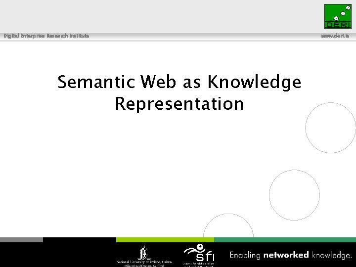 Digital Enterprise Research Institute Semantic Web as Knowledge Representation 43 www. deri. ie 