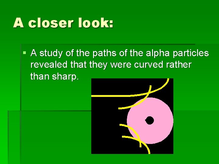 A closer look: § A study of the paths of the alpha particles revealed