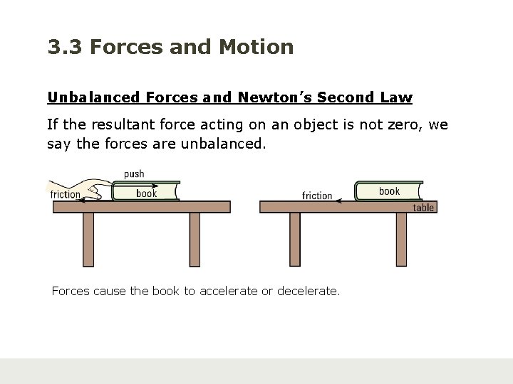 3. 3 Forces and Motion Unbalanced Forces and Newton’s Second Law If the resultant