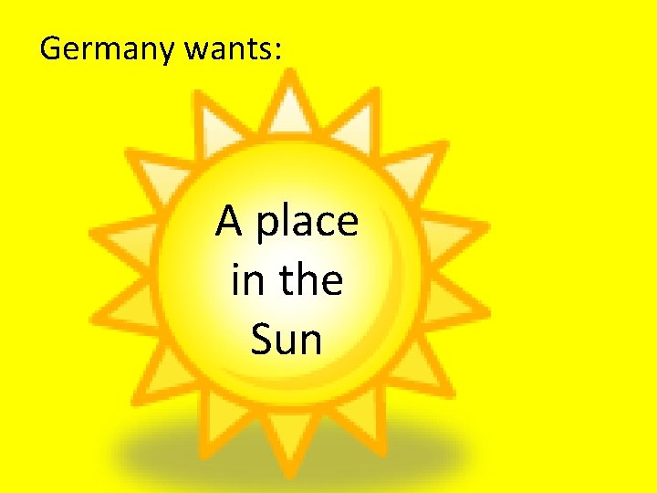 Germany wants: A place in the Sun Germany wants: A place in the Sun